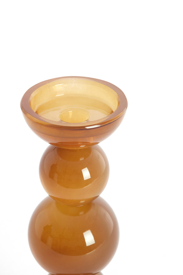 Candle stick 10x26,5 cm ITINGA glass milky dark brown