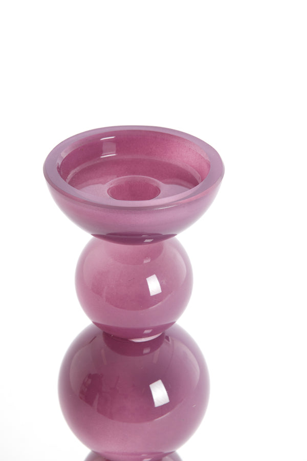 Candle stick 10x26,5 cm ITINGA glass milky purple