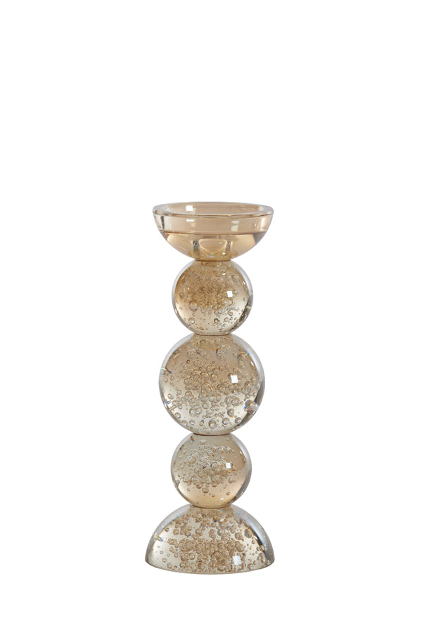 Candle stick 10x26,5 cm ITINGA glass bubble amber