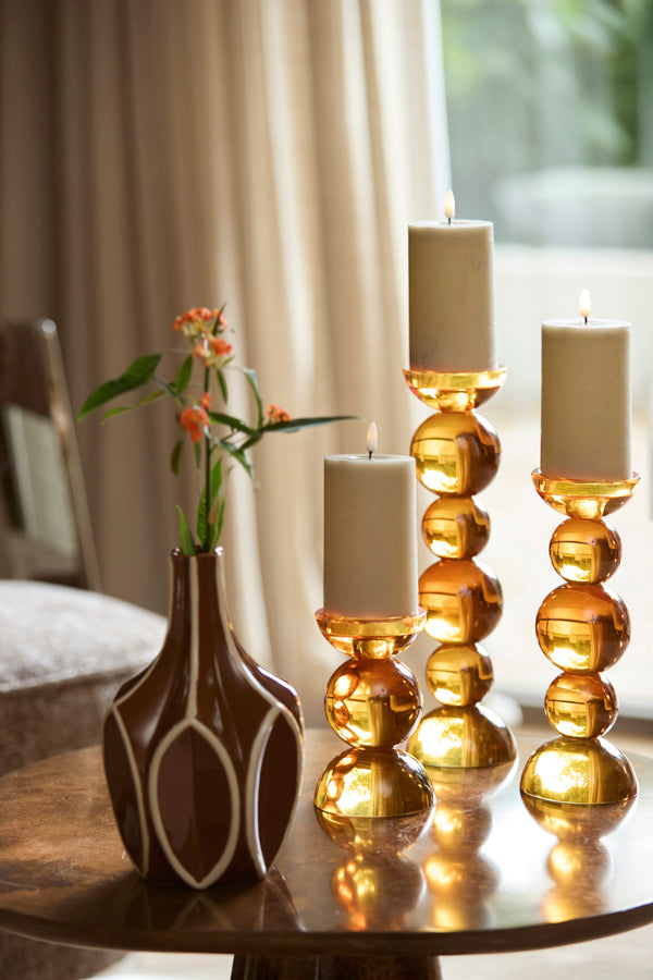 Candle stick 10x26,5 cm ITINGA glass orange