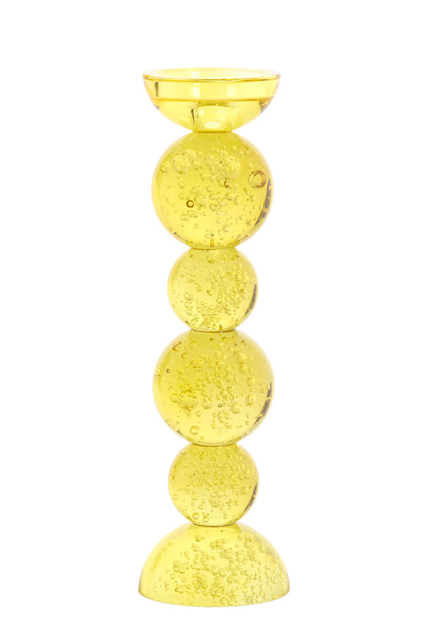 Candle stick 9,5x34 cm ITINGA glass bubble yellow