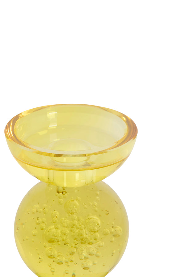 Candle stick 9,5x34 cm ITINGA glass bubble yellow