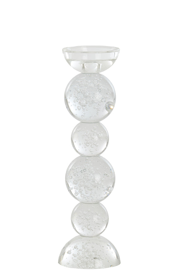 Candle stick 9,5x34 cm ITINGA glass bubble clear