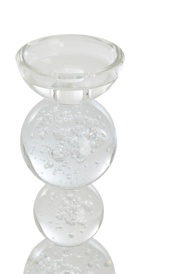 Candle stick 9,5x34 cm ITINGA glass bubble clear