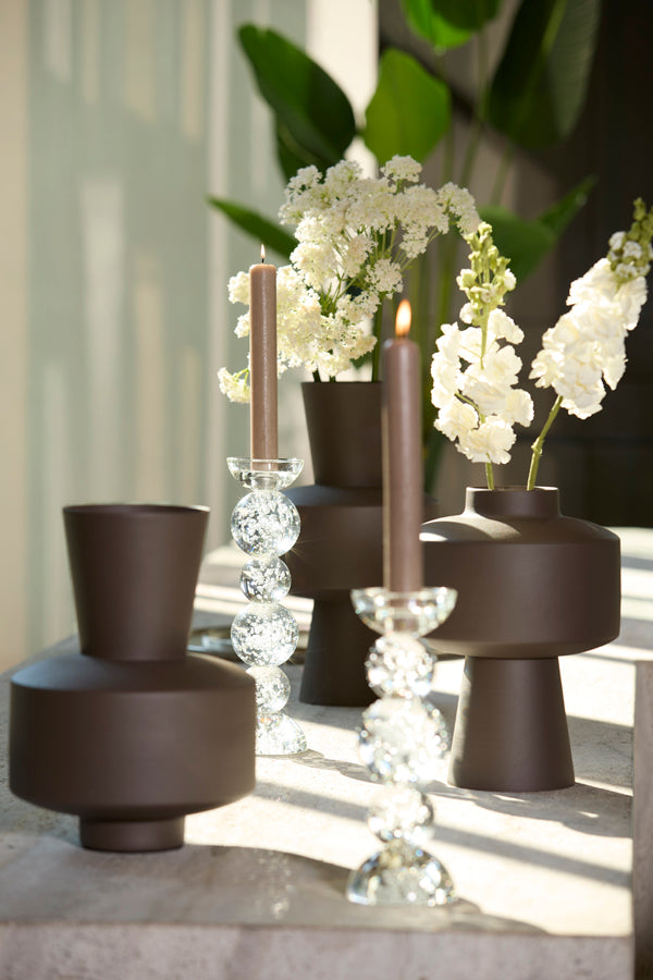 Candle stick 9,5x34 cm ITINGA glass bubble clear
