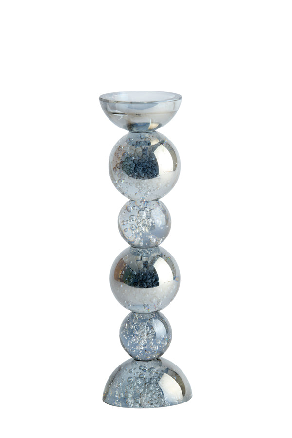 Candle stick 9,5x34 cm ITINGA glass bubble smoke