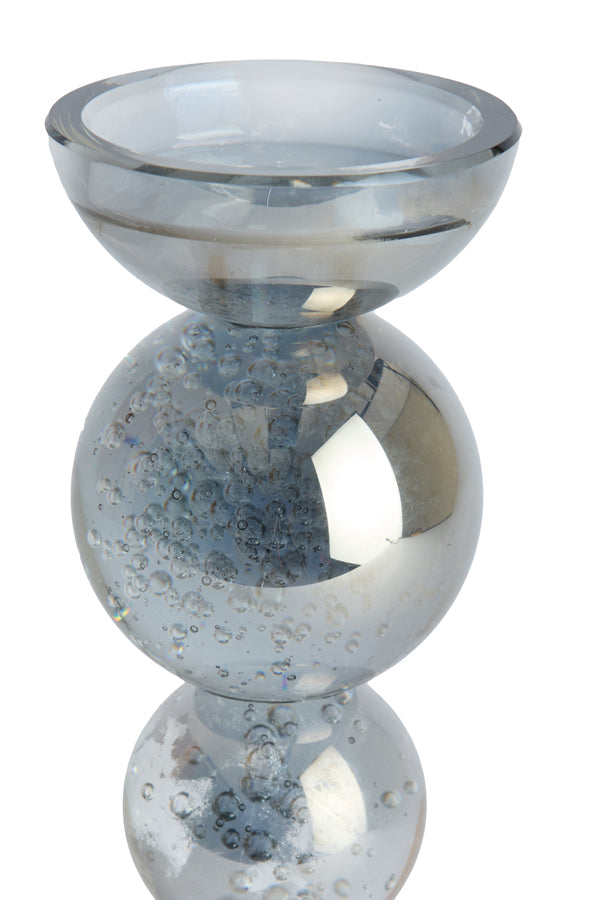 Candle stick 9,5x34 cm ITINGA glass bubble smoke