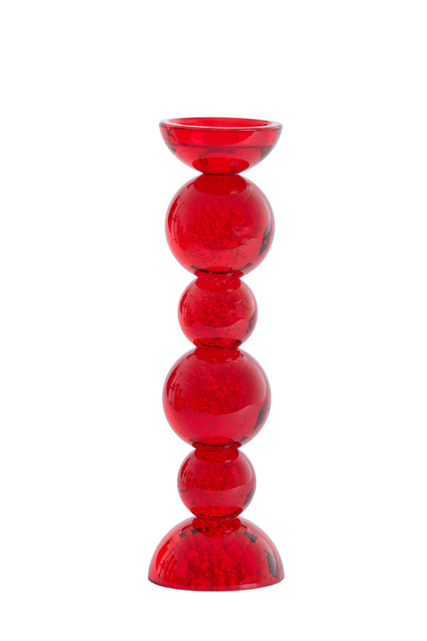 Candle stick 9,5x34 cm ITINGA glass bubble red