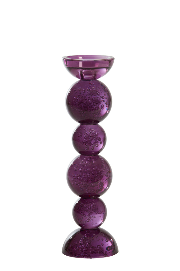 Candle stick 9,5x34 cm ITINGA glass bubble purple