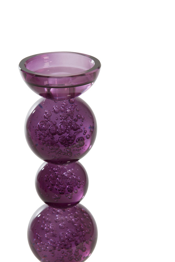 Candle stick 9,5x34 cm ITINGA glass bubble purple