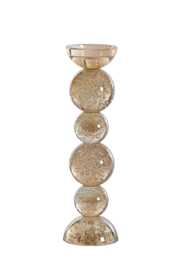 Candle stick 9,5x34 cm ITINGA glass bubble amber