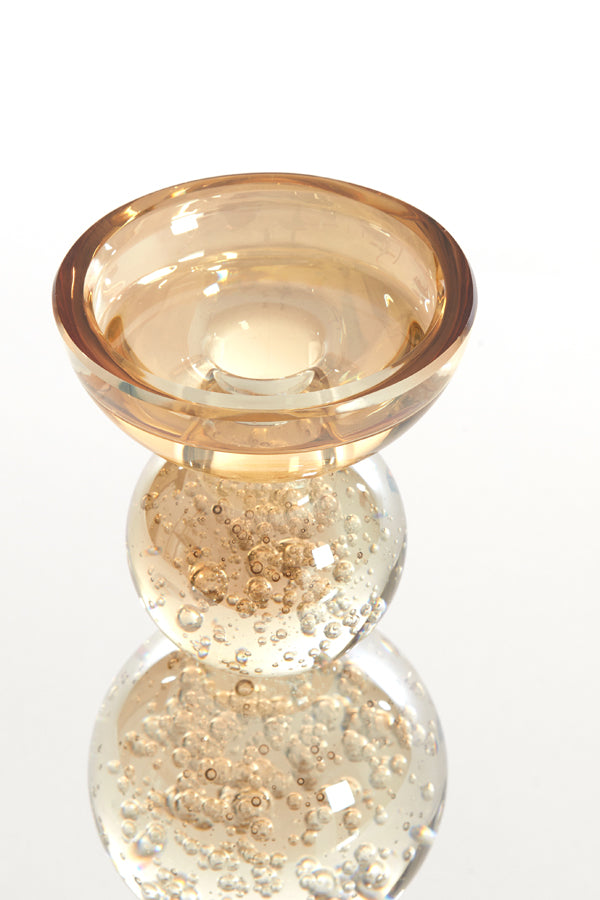 Candle stick 9,5x34 cm ITINGA glass bubble amber