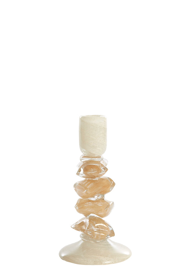 Candle stick 11,5x23 cm ESTINA cream+brown