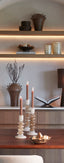 Candle stick 11,5x23 cm ESTINA cream+brown