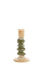 Candle stick 11,5x23 cm ESTINA brown+moss green