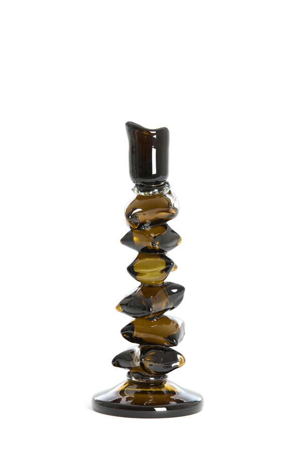Candle stick 11x28,5 cm ESTIVA glass olive green