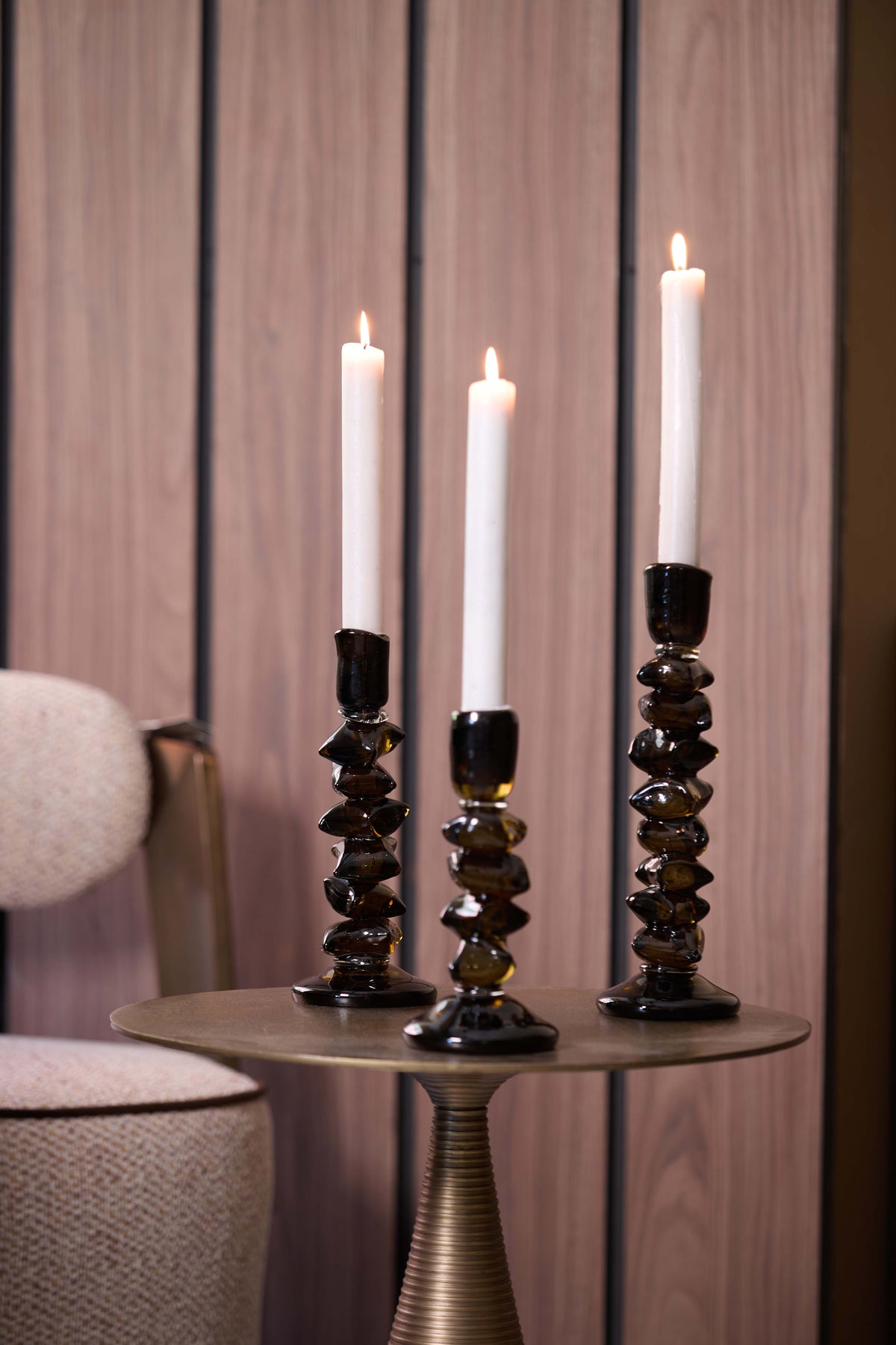 Candle stick 11x28,5 cm ESTIVA glass olive green