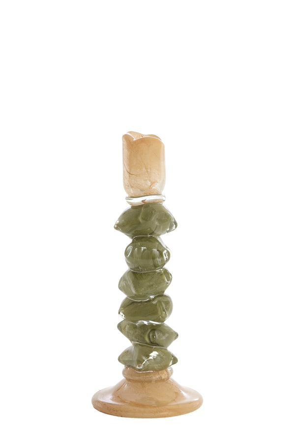 Candle stick 11,5x29,5 cm ESTINA brown+moss green