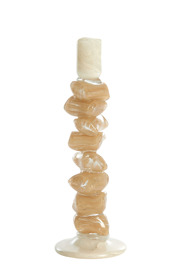 Candle stick 11,5x35 cm ESTINA cream+brown