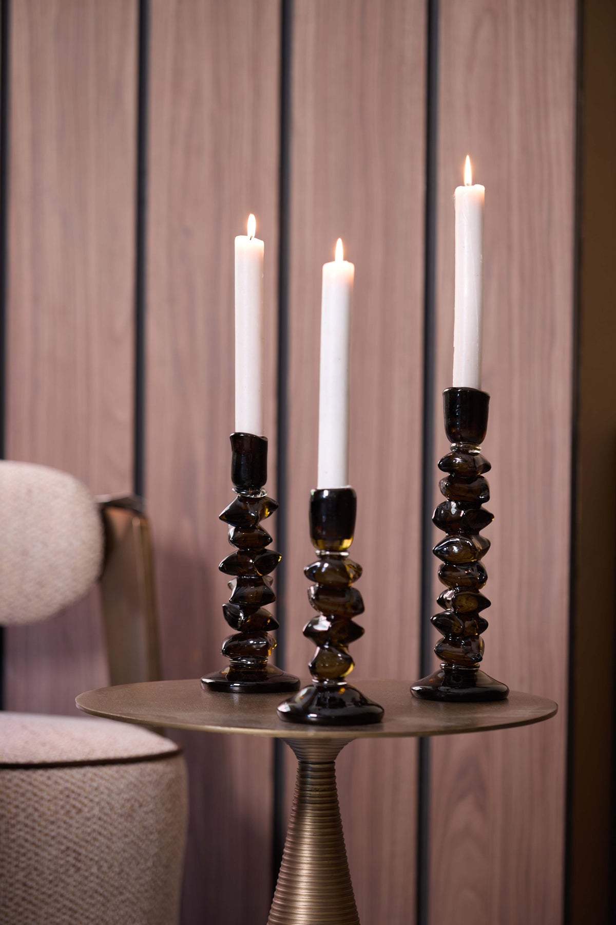 Candle stick 11x34 cm ESTIVA glass olive green
