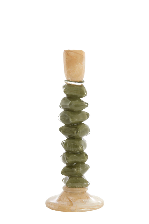 Candle stick 11,5x35 cm ESTINA brown+moss green