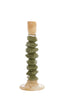 Candle stick 11,5x35 cm ESTINA brown+moss green