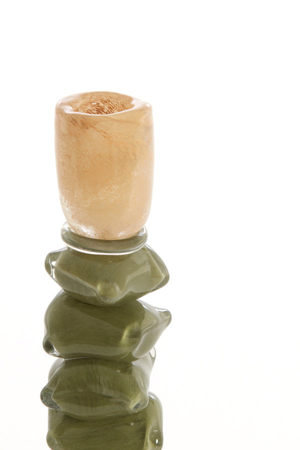 Candle stick 11,5x35 cm ESTINA brown+moss green
