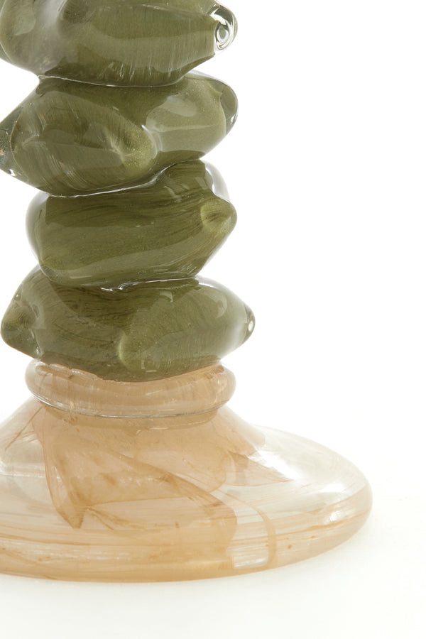 Candle stick 11,5x35 cm ESTINA brown+moss green