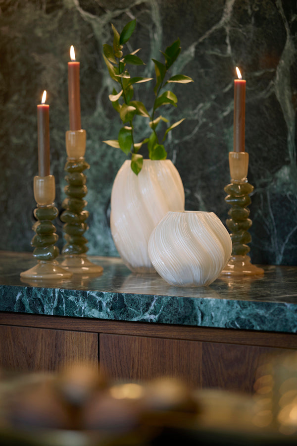 Candle stick 11,5x35 cm ESTINA brown+moss green