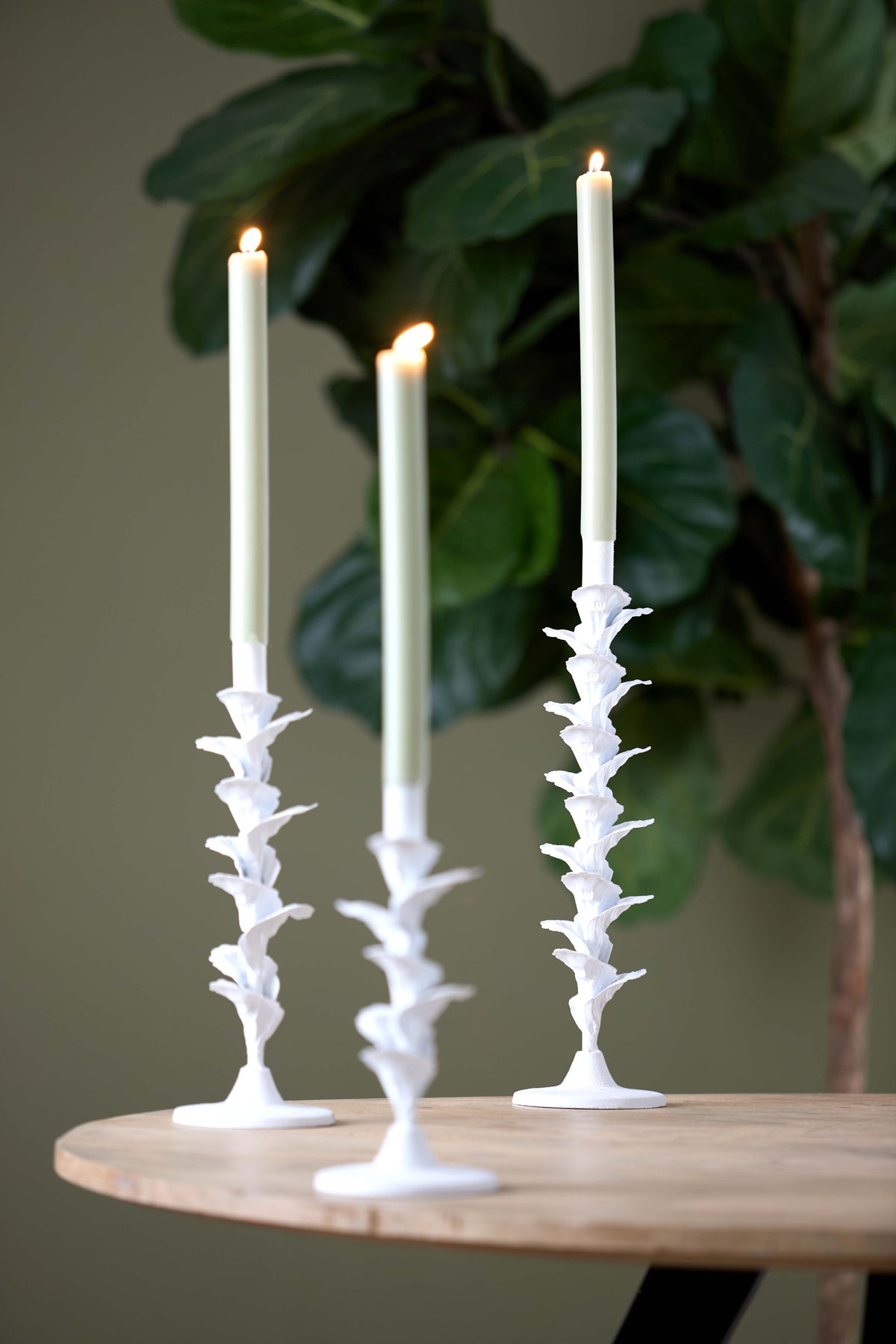 Candle stick 12x41 cm PARANA matt cream