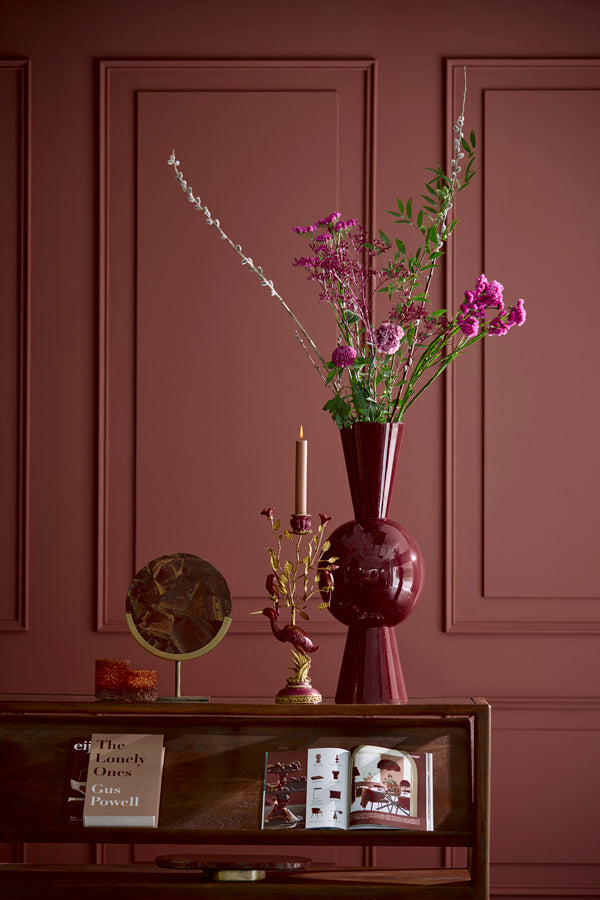 Candle stick 22x11x44 cm HERON burgundy+bronze