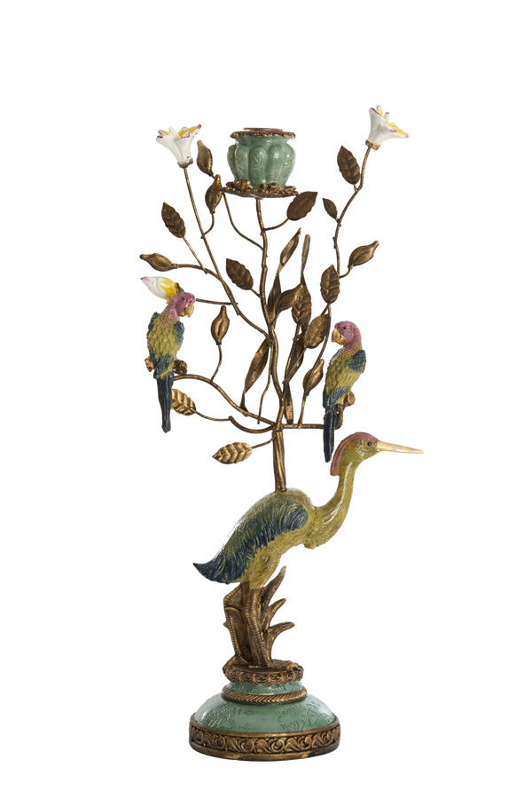 Candle stick 22x11x44 cm HERON yellow-pink-green+bronze
