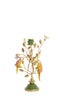 Candle stick 16,5x9x32,5 cm PAJARO green-yellow+bronze