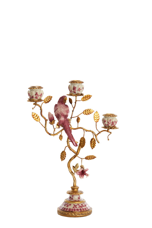 Candle stick 3L 22,5x9x31,5 cm LOROS burgundy-cream+bronze