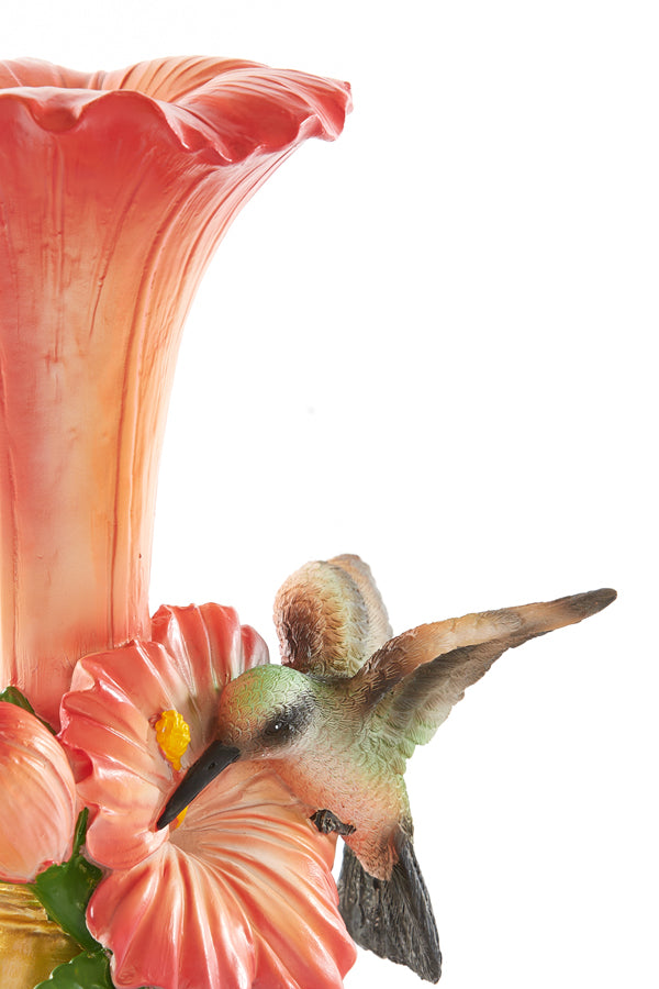 Candle stick 14,5x10x20 cm BIRD coral+green-brown