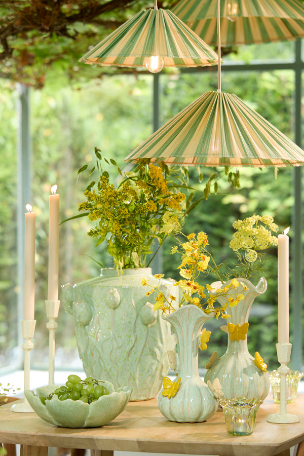 Candle stick 8x18,5 cm AVILES light green+green