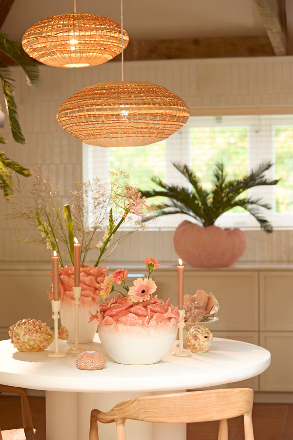 Candle stick 8x23 cm AVILES cream+red