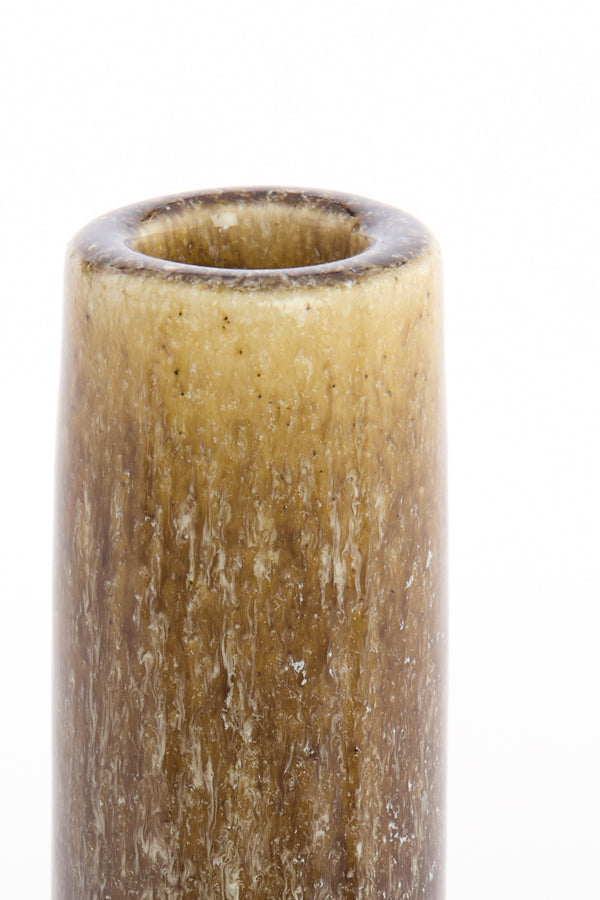 Candle stick 10x20,5 cm BURANO ceramics ocher y-olive green