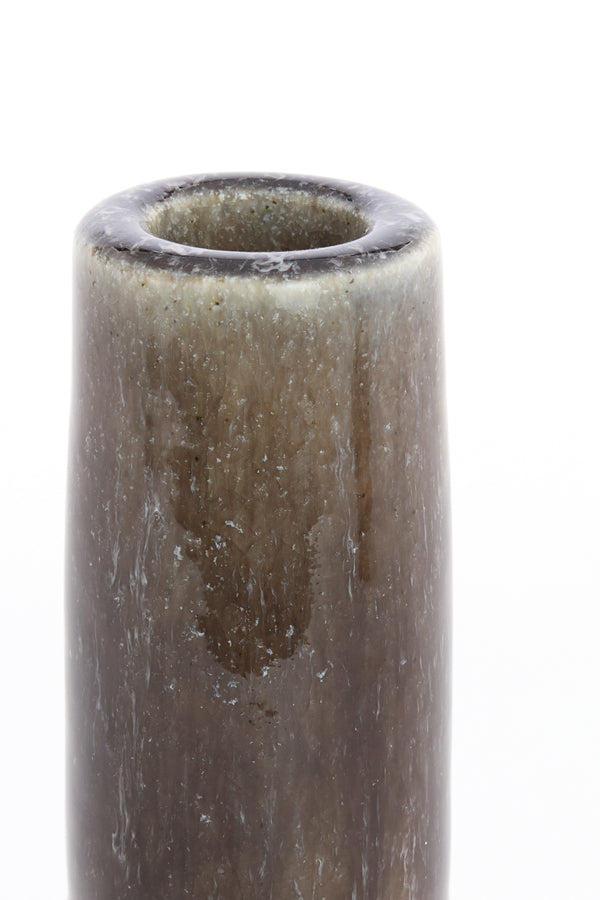 Candle stick 10x20,5 cm BURANO ceramics olive green-brown