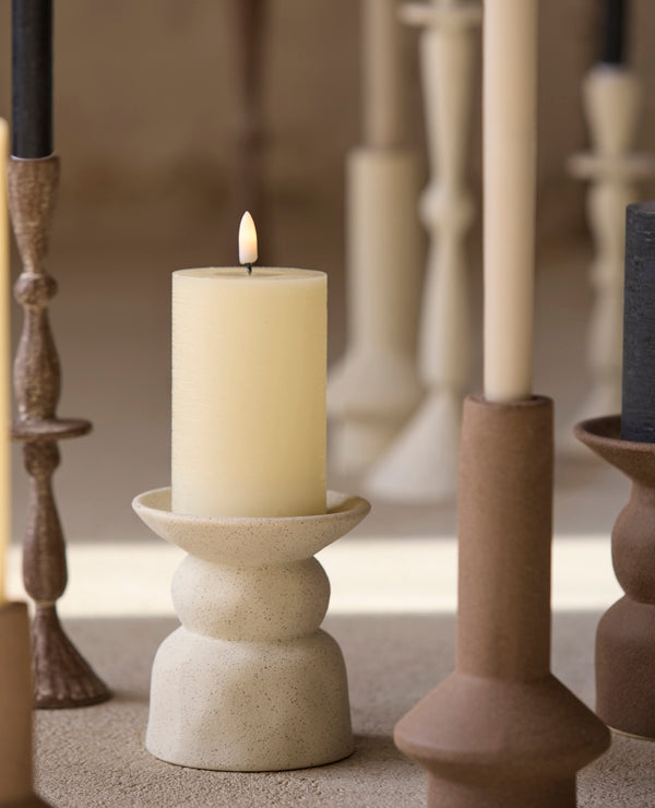 Candle holder 11,5x12,5 cm ATRANI ceramics matt cream