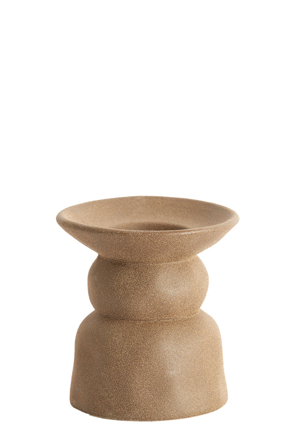 Candle holder 11,5x12,5 cm ATRANI ceramics matt brown