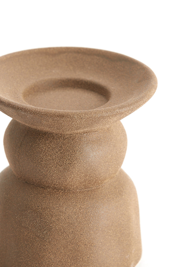Candle holder 11,5x12,5 cm ATRANI ceramics matt brown