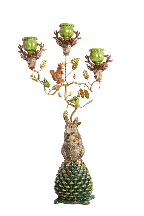 Candle stick 3L 27x15,5x50 cm MYRIN green+brown+gold