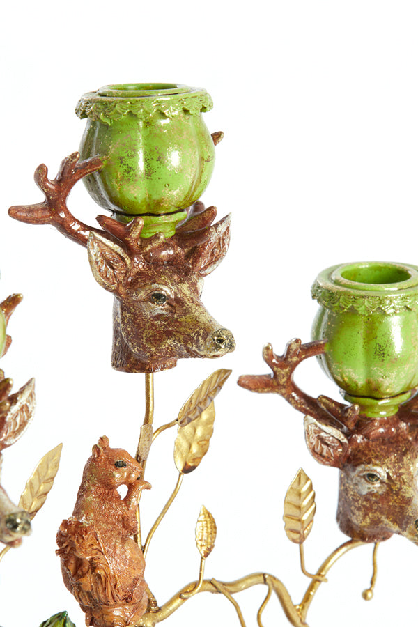 Candle stick 3L 27x15,5x50 cm MYRIN green+brown+gold