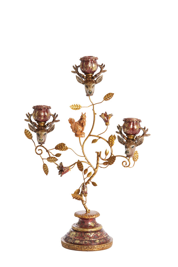 Candle stick 3L 29,5x12,5x44 cm SORYN burgundy+brown+gold