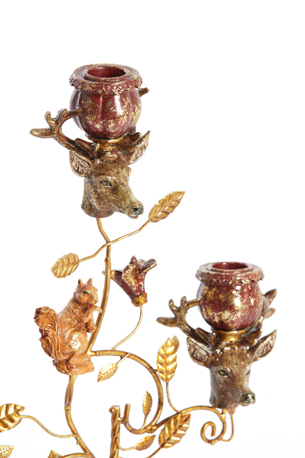 Candle stick 3L 29,5x12,5x44 cm SORYN burgundy+brown+gold