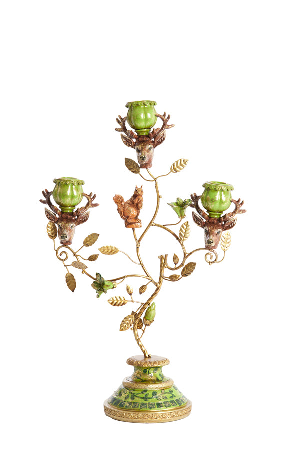 Candle stick 3L 29,5x12,5x44 cm SORYN green+brown+gold