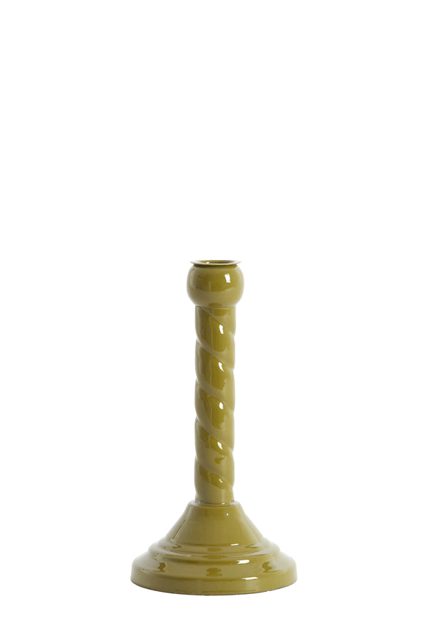 Candle stick 10x21 cm NALEIRA olive green