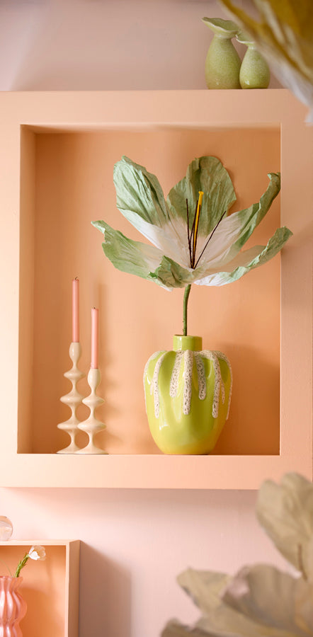Candle stick 10x27 cm VIREEN shiny beige