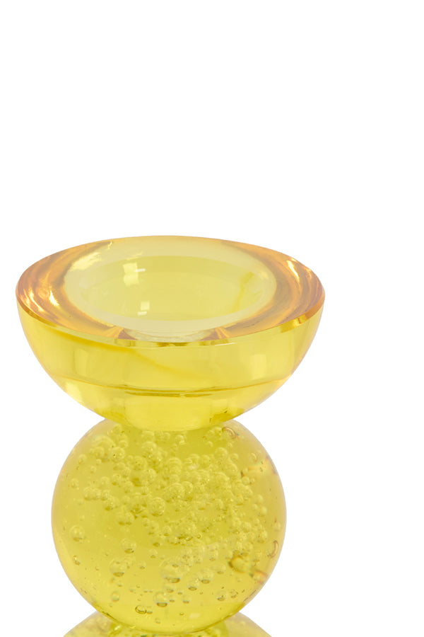 Candle stick 8x12 cm ITINGA glass bubble yellow